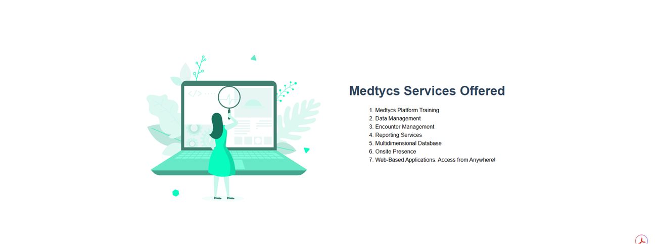 Medtycs website — services offered