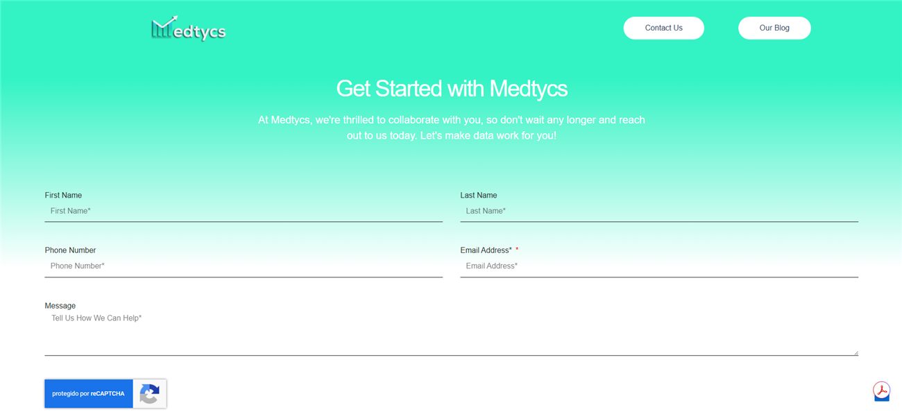 Medtycs website — contact form