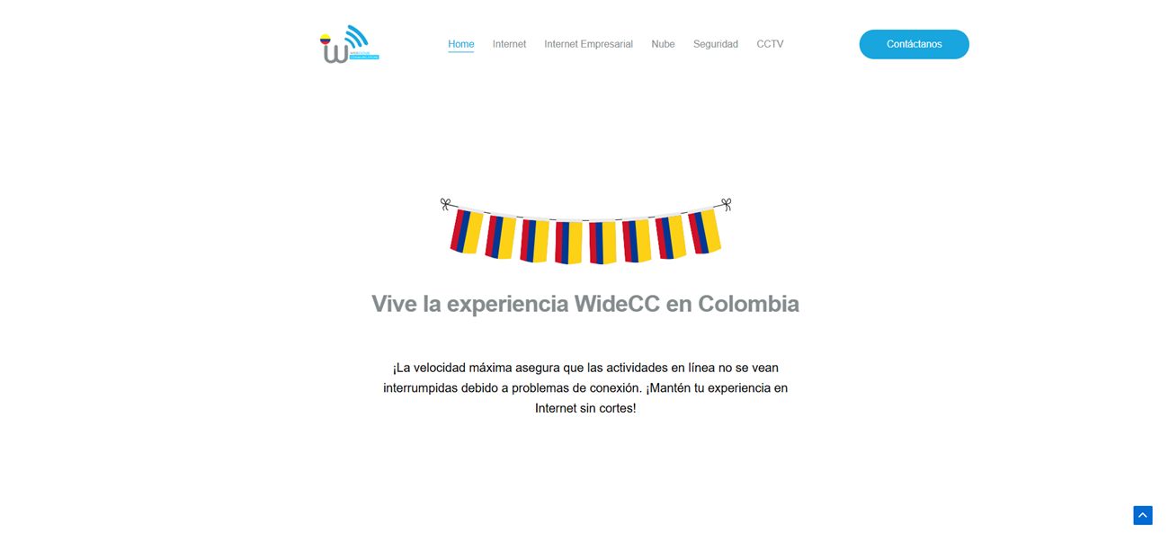 WideCC Colombia website — Colombian flag banner section
